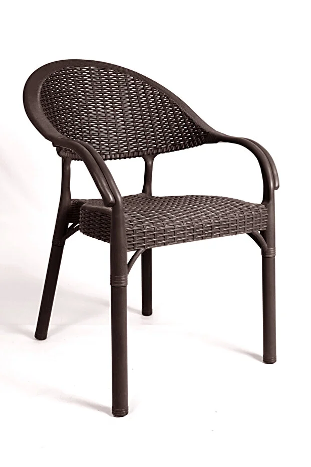 Bambu Pro 90x150cm Rattan Bahçe Balkon Masa Takımı 6 Kişilik Camsız Set Kahverengi